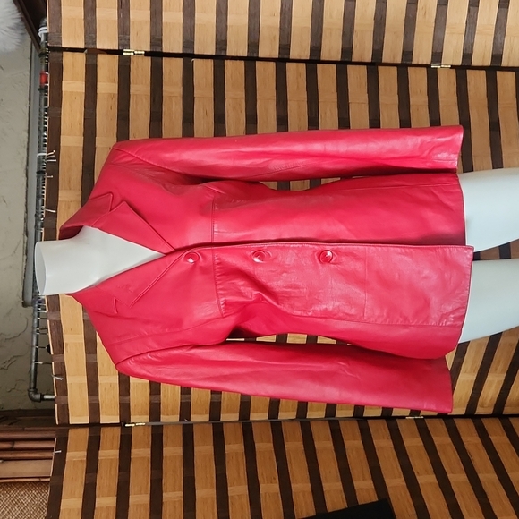 Liz clairborne red leather coat - Picture 1 of 9